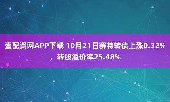 壹配资网APP下载 10月21日赛特转债上涨0.32%，转股溢价率25.48%