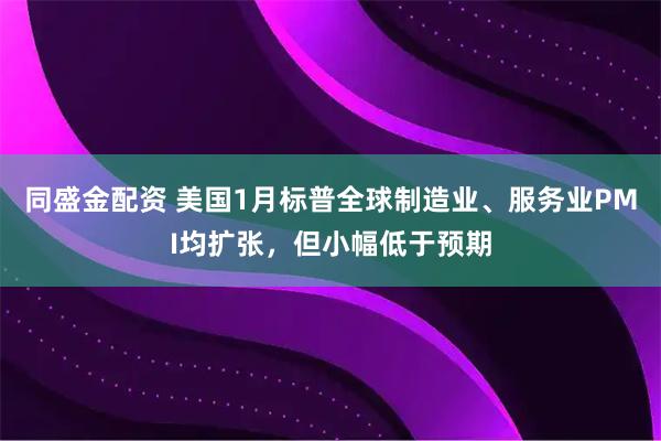 同盛金配资 美国1月标普全球制造业、服务业PMI均扩张，但小幅低于预期